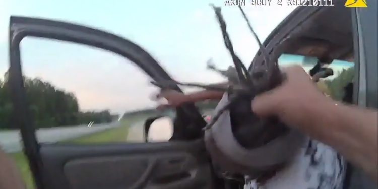 Watch police body cam footage of elderly woman pulled from vehicle by hair during traffic stop