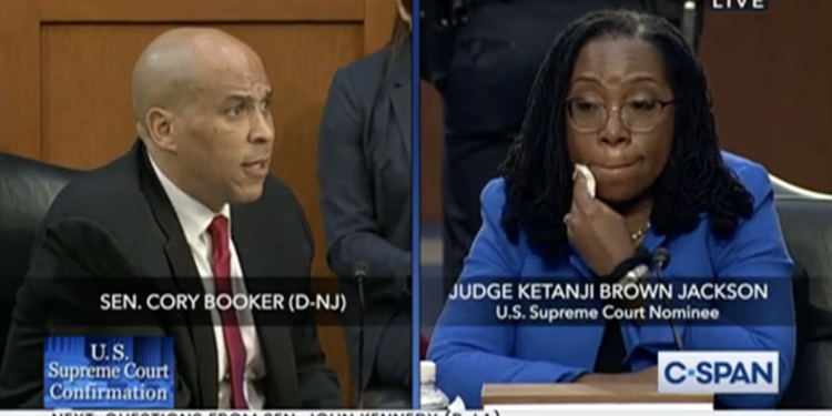 WATCH: Jackson tears up, as Sen. Booker says she’s earned her historic Supreme Court nomination