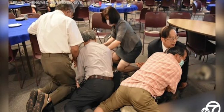 Exclusive chilling photos show the moment the Laguna Woods church gunman was subdued by heroic congregants