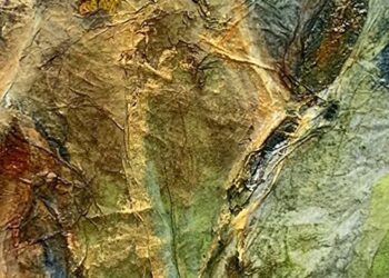 Green Art, Abstract Painting, Mixed Media Contemporary Art “VERDANT WATERFALL” by Florida Artist Mary Ann Ziegler